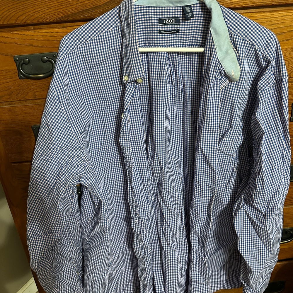 Izod Navy and White Plaid Shirt